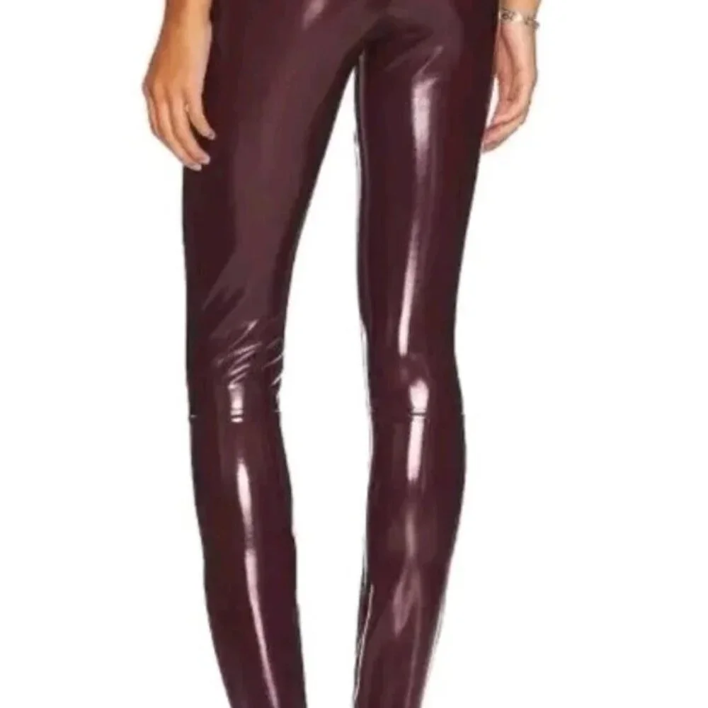 NWT Spanx Faux Patent Leather Leggings Tall Ruby Large 20301T - Picture 2 of 11